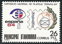 Serie sellos Andorra 178. Expo. Mundial Filatelia ESPAÑA’84
