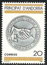 Serie sellos Andorra 207. VII Cent. firma segundo Pareatge