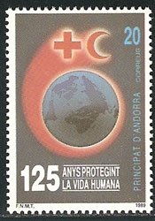 Serie sellos Andorra 216. Aniversario de la Cruz Roja