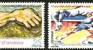Serie sellos Andorra 223-24. IV Juegos Pequeños Estados