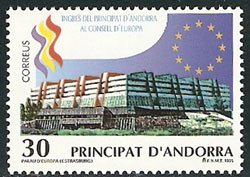 Serie sellos Andorra 250.Ingreso de Andorra en Consejo de Europa