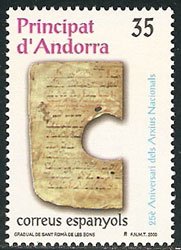 Serie sellos Andorra 282. 25º aniv. de los Archivos Nacionales