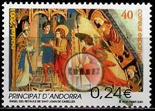 Serie sellos Andorra 289. Navidad 2001