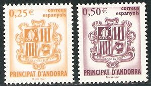 Serie sellos Andorra 290-91. Escudo de Andorra