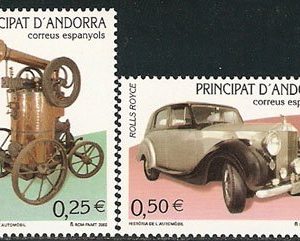 Serie sellos Andorra 298-99. Historia del automóvil