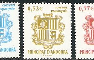 Serie sellos Andorra 312-14. Escudo de Andorra