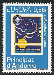 Serie sellos Andorra 346. Europa. Centenario Movimiento Scout