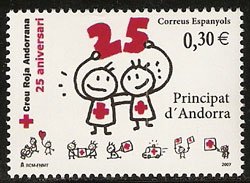 Serie sellos Andorra 350. 25º aniv. de la Cruz Roja Andorrana