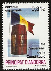 Serie sellos Andorra 354. 15º Aniversario de la Constitución