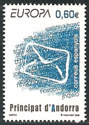 Serie sellos Andorra 355. Europa. Cartas