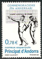 Serie sellos Andorra 356. 25 aniv. Sociedad Andorrana Ciencias