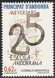 Serie sellos Andorra 363. 25º aniv. de la Escuela Andorrana