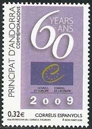 Serie sellos Andorra 365. 60º aniversario Consejo Europa