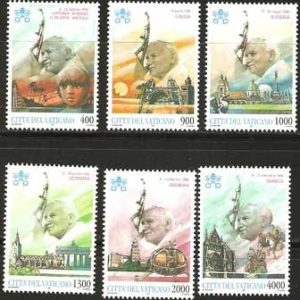Serie sellos Vaticano 1090-95. Viajes de S.S. Juan Pablo II