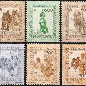 Serie sellos Vaticano 1121-26. Viajes de Juan Pablo II en 1997