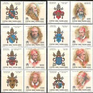 Serie sellos Vaticano 1129-36. Los Papas y los Años Santos