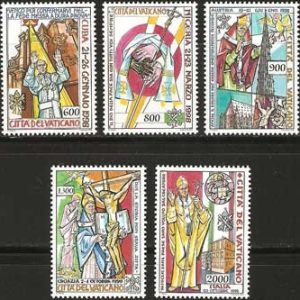 Serie sellos Vaticano 1156-60. Viajes Juan Pablo II