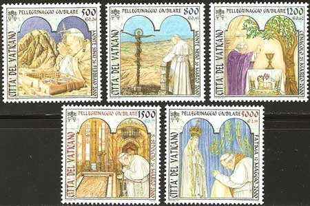 Serie sellos Vaticano 1231-35. Peregrinaje jubilar Santo Padre