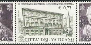 Serie sellos Vaticano 1260-62. Academia Pontifical Eclesiástica
