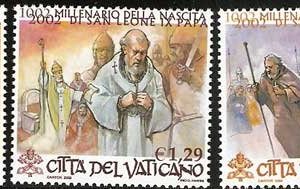 Serie sellos Vaticano 1276-78. Milenario Papa San Leon IX