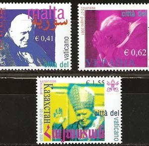 Serie sellos Vaticano 1279-81. Viajes de Juan Pablo II en 2001