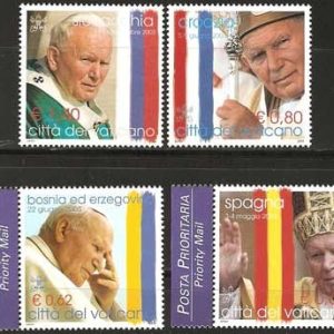 Serie sellos Vaticano 1328-31. Viajes de Juan Pablo II en 2003
