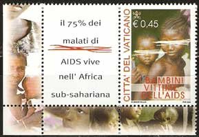 Serie sellos Vaticano 1342. Niños víctimas del SIDA
