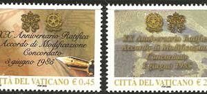 Serie sellos Vaticano 1368-69. Concordato Santa Sede e Italia