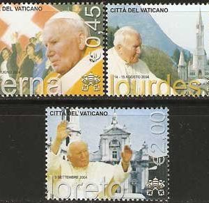 Serie sellos Vaticano 1383-85. Viajes de Juan Pablo II en 2004