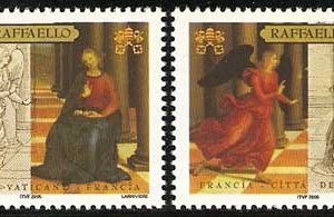 Serie sellos Vaticano 1387-88. Museo Vaticano y Museo del Louvre