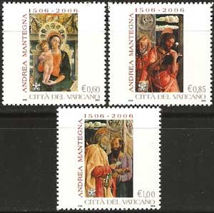 Serie sellos Vaticano 1401-03. V Cent. muerte Andrea Mantegna