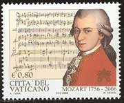 Serie sellos Vaticano 1406. 250º Aniv. nacimiento Mozart