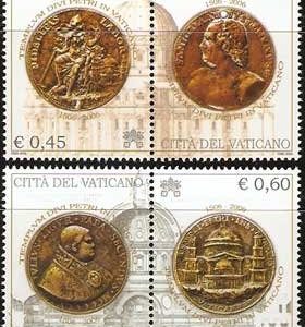 Serie sellos Vaticano 1409-12. Ampliación Basílica San Pedro