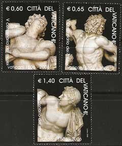 Serie sellos Vaticano 1417-19. V Cent. fundación Museo Vaticano