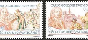Serie sellos Vaticano 1433-34.III Cent. nacimiento Carlo Goldoni
