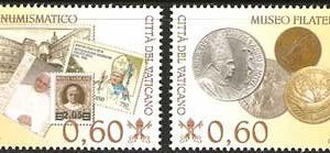 Serie sellos Vaticano 1436-37. Museo Filatélico y Numismático