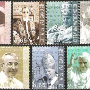 Serie sellos Vaticano 1483-89. 80º Aniv. Estado del Vaticano