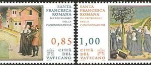 Serie sellos Vaticano 1493-94. Canonización Sta Francisca Romana
