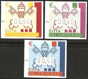 Serie sellos Vaticano Franqueo Automático. Año 2004