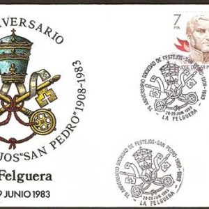 0236. Matasellos 75º Aniv. Sociedad Festejos (La Felguera-1983)