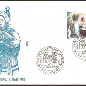 0286.Matasellos Día del Baile Regional (Pola de Siero – 1/04/86)