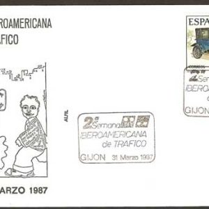 0296.Matasellos 2ª Semana Iberoamericana Tráfico(Gijón-31/03/87)