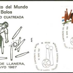 0299.Matasellos Cpto. del Mundo de Bolos(Posada Llanera-16/4/87)