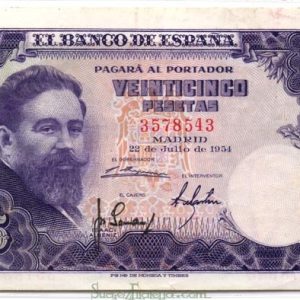 Billete Estado Español 0025 pesetas Madrid 1954 SIN SERIE MBC