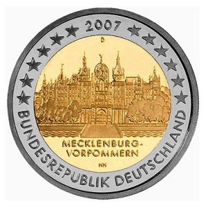 Moneda 2 euros Alemania 2007. Juego de 5 monedas (A,D,J,G,F)