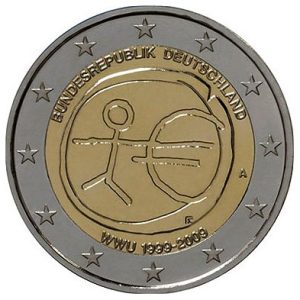 Moneda 2 euros Alemania 2009 Tema común EMU Juego 5 monedas (A,D,F,G,J)
