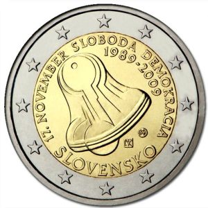 Moneda 2 euros de Eslovaquia 2009 Revolución de Terciopelo