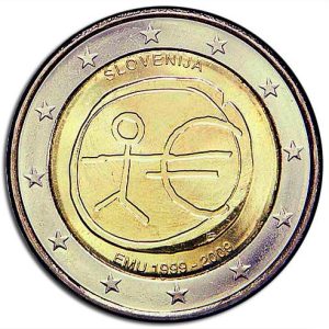 Moneda 2 euros de Eslovenia 2009 Tema común EMU