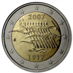 Moneda 2 euros de Finlandia 2007. Aniversario Independencia