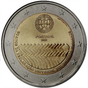 Moneda 2 euros de Portugal 2008 Derechos Humanos